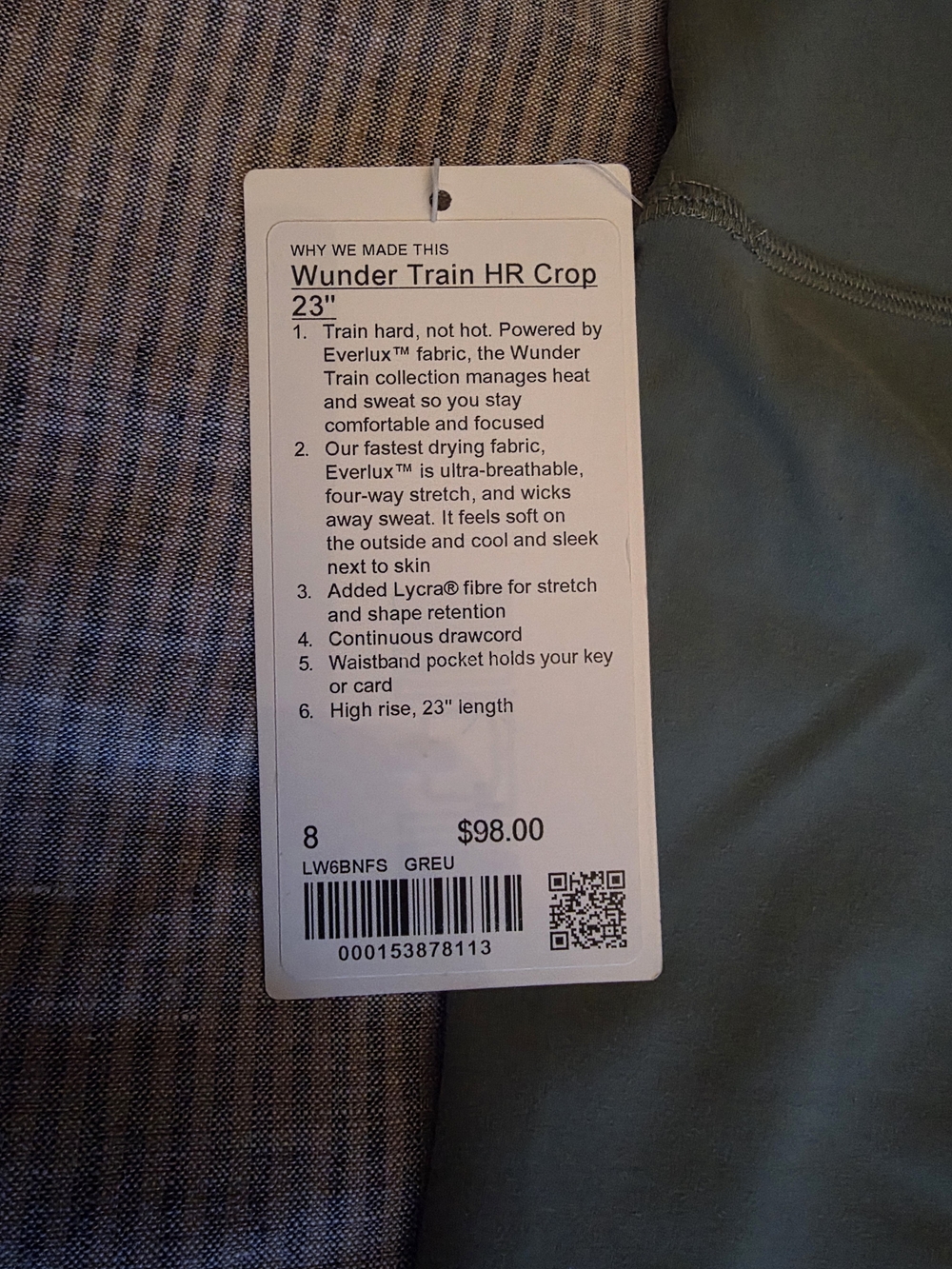 NEW Lululemon 8 Wunder Train High-Rise 23 Grey Eucalyptus GREU Green Leggings - Picture 5 of 7